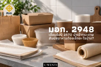 ภาพบรรจุภัณฑ์และกระดาษสัมผัสอาหาร พร้อมข้อความ มอก. 2948 เลื่อนถึงปี 2570 และสิ่งที่ผู้นำเข้าต้องเช็ก